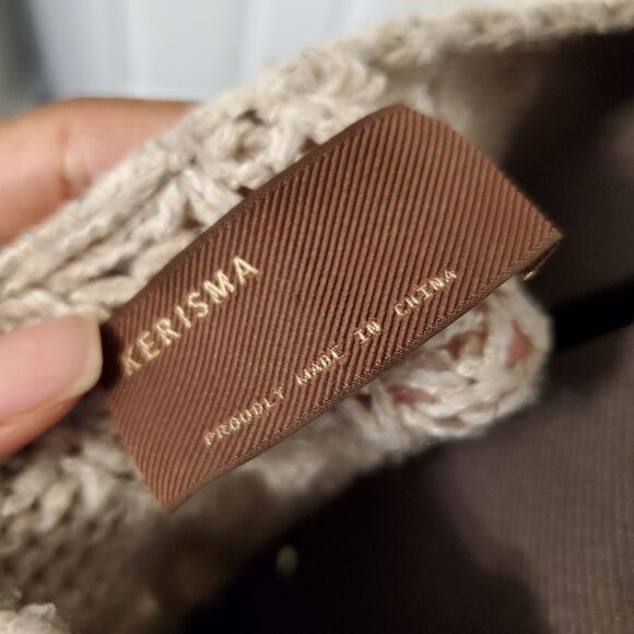 Kerisma Sweater Women's Small/ Medium Cream Gray Oversized Cardigan 3/4 Sleeve - Picture 6 of 6